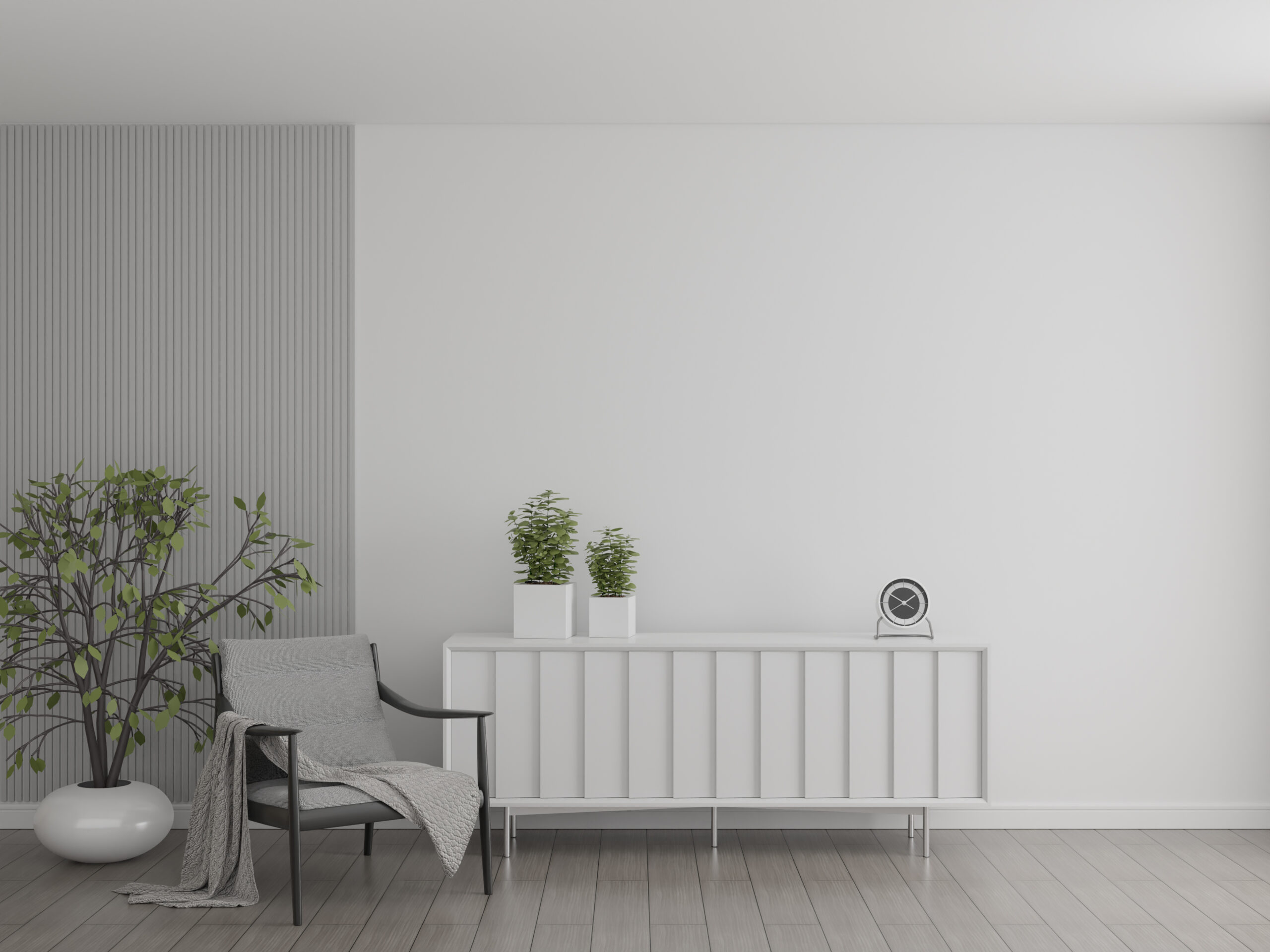 3d rendering minimalist interior with copy space
